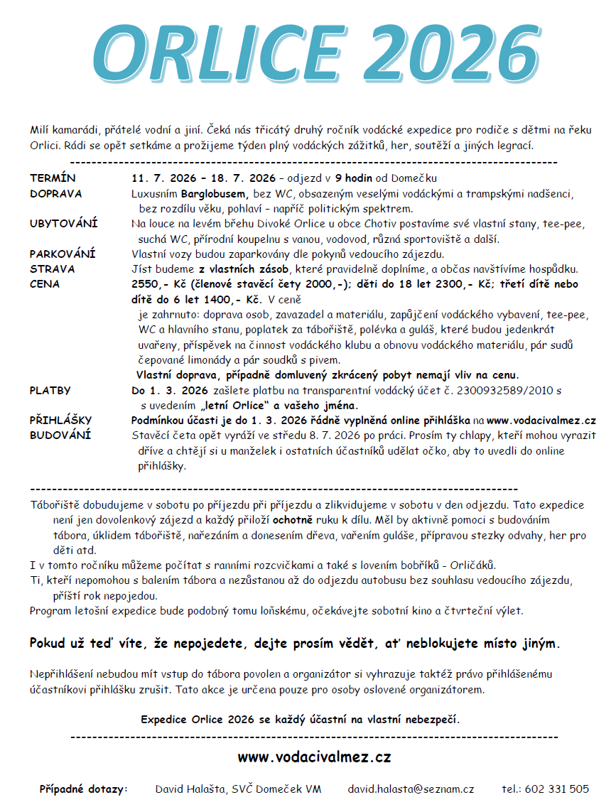 Orlice 2026 Pozvanka